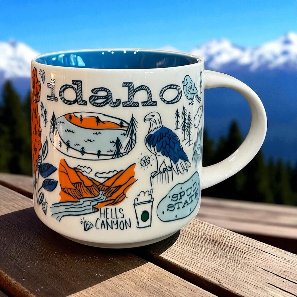 Starbucks IDAHO Been There Series Across the Globe Blue 14oz Coffee Mug NWT/BOX